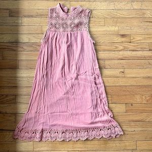 Blush Rusty Rose knee length crochet detail dress